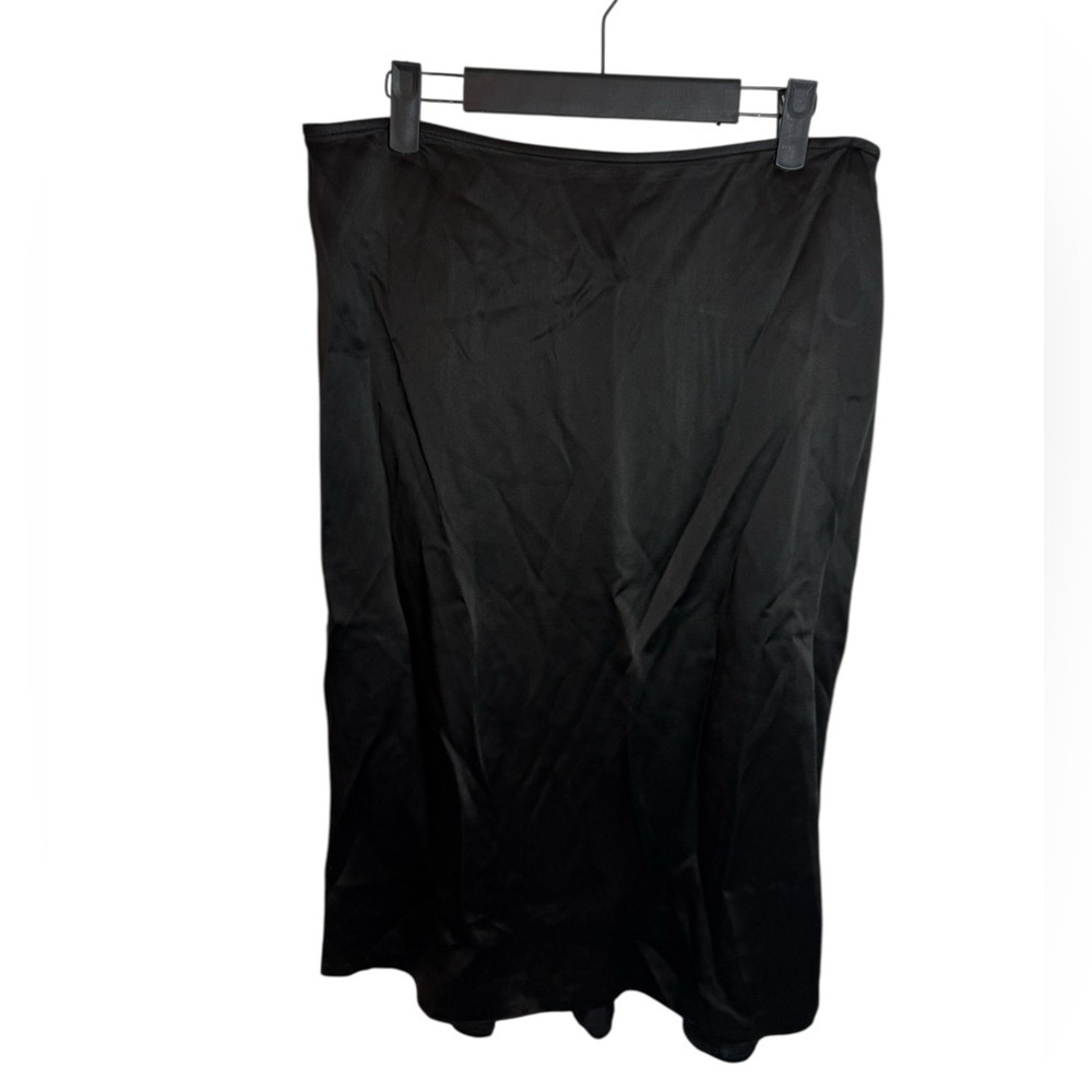 Nwt Carmen Marc Valvo Black Satin Slip Skirt